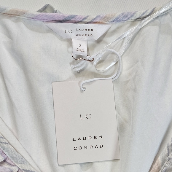 Lauren Conrad Dress Womens Small Multicolor Pastel Stripe Spring Cottagecore NEW - Picture 7 of 8